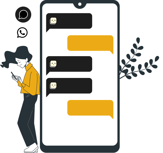 Ilustração pessoa usando chat no telefone